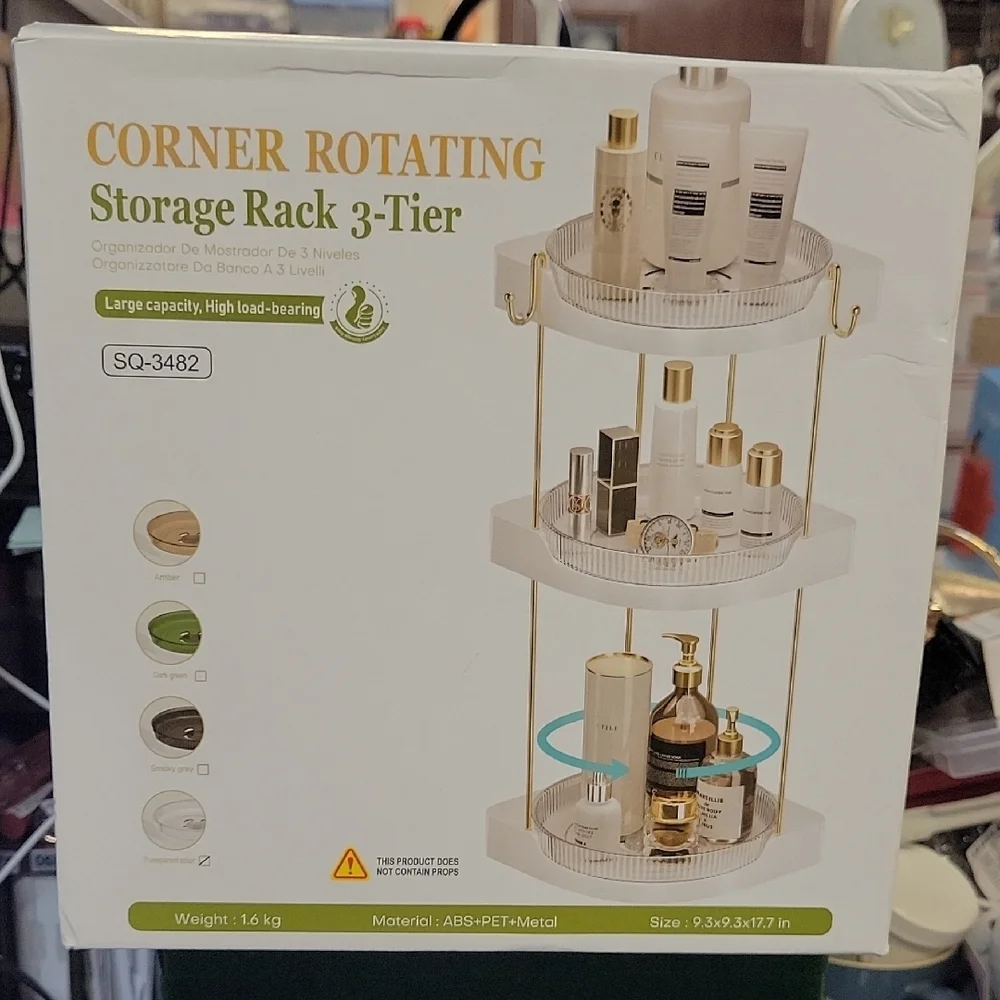 Corner Rotating Storage Rack 3-Tier SQ-3482 New In Box